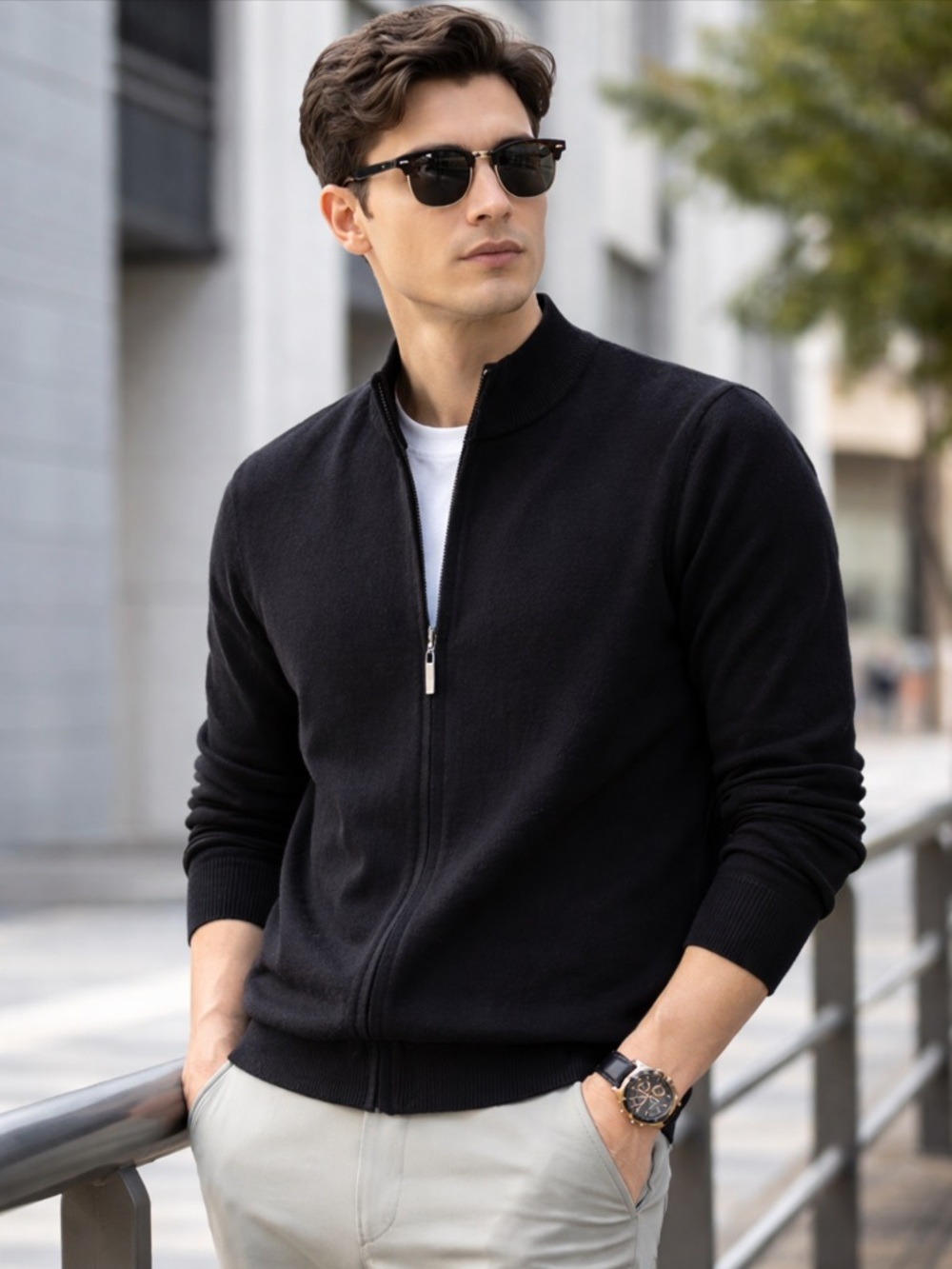 Pierre Cardin Men’s Cashmere Black Half-Zip Knit Sweater Never worn